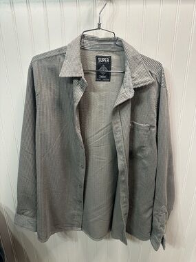 SUPER casual corduroy button-down shirt in gray